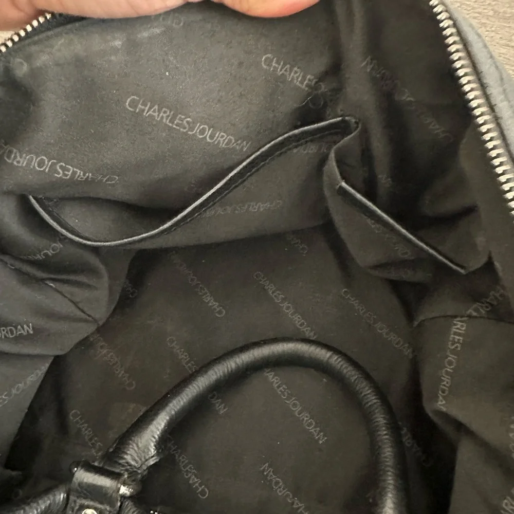 Charles Jourdan Black‎ Leather Duffel Bag